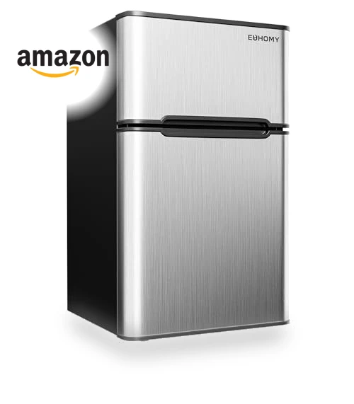 Mini Fridge with Freezer, 3.2 Cu.Ft, 2 Door, Adjustable Shelves — Mini Fridges, EUHOMY