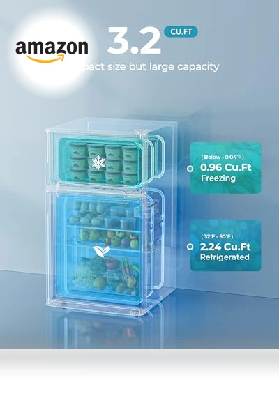 Mini Fridge with Freezer, 3.2 Cu.Ft, 2 Door, Adjustable Shelves — Mini Fridges, EUHOMY