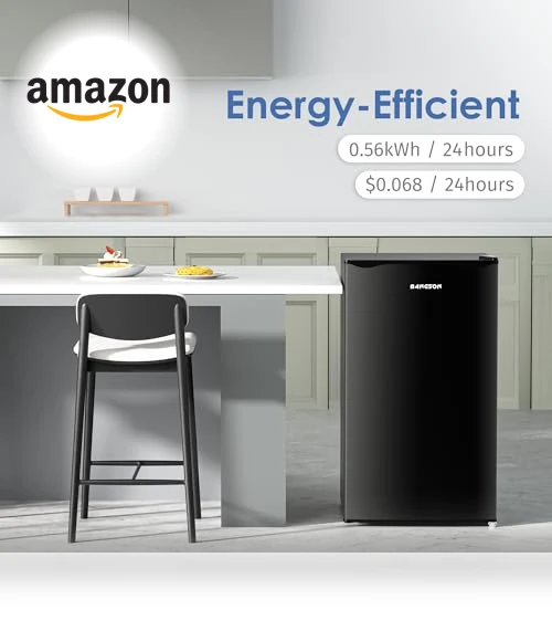 Mini Fridge with Freezer, 3.2Cu.Ft, Single Door Small Refrigerator, Energy-Efficient, Low Noise — Mini Fridges, BANGSON