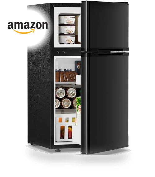 3.2 Cu.Ft Mini Refrigerator with Freezer, Double Door Compact Fridge — Mini Fridges, Antarctic Star