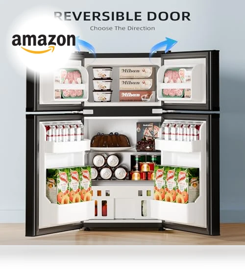 3.2 Cu.Ft Mini Refrigerator with Freezer, Double Door Compact Fridge — Mini Fridges, Antarctic Star