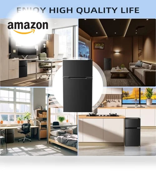 3.2 Cu.Ft Mini Refrigerator with Freezer, Double Door Compact Fridge — Mini Fridges, Antarctic Star