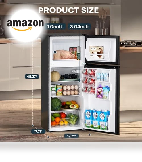 4.0 Cu.Ft. Mini Fridge with Freezer, Double Door Small Refrigerator — Mini Fridges, Upstreman