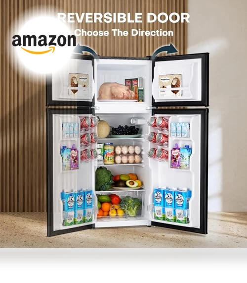 4.0 Cu.Ft. Mini Fridge with Freezer, Double Door Small Refrigerator — Mini Fridges, Upstreman