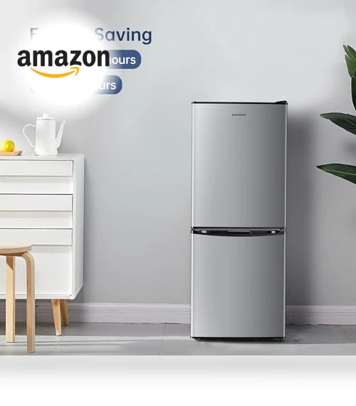 4.0 Cu.Ft Small Refrigerator with Freezer, Double Door, Stainless Steel — Mini Fridges, BANGSON