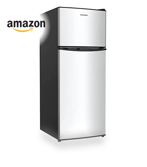 4.0 Cu.Ft Small Refrigerator with Freezer, Double Door, Stainless Steel — Mini Fridges, BANGSON
