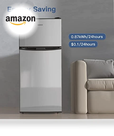 4.0 Cu.Ft Small Refrigerator with Freezer, Double Door, Stainless Steel — Mini Fridges, BANGSON