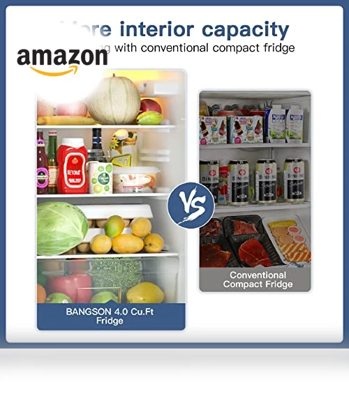 4.0 Cu.Ft Small Refrigerator with Freezer, Double Door, Stainless Steel — Mini Fridges, BANGSON