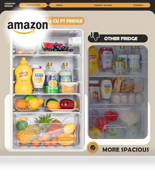 4.5 Cu.Ft Mini Fridge with Freezer, 2 Doors, Adjustable Shelves — Mini Fridges, Manastin