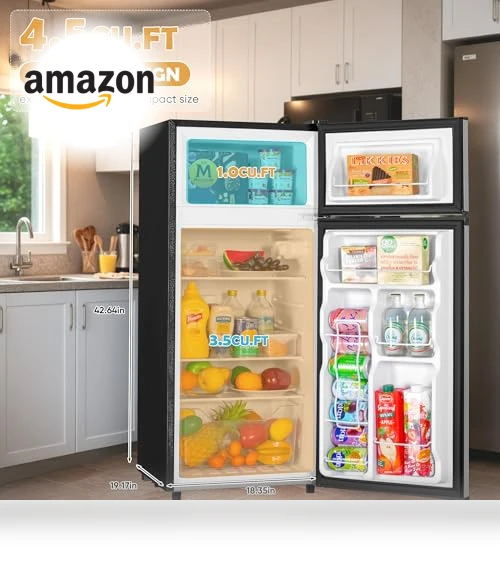 4.5 Cu.Ft Mini Fridge with Freezer, 2 Doors, Adjustable Shelves — Mini Fridges, Manastin