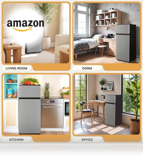 4.5 Cu.Ft Mini Fridge with Freezer, 2 Doors, Adjustable Shelves — Mini Fridges, Manastin
