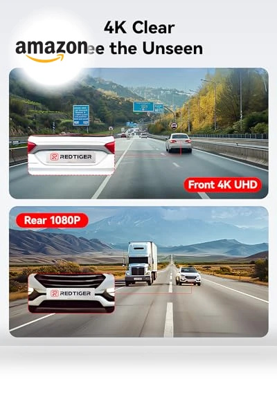 4K/2.5K Full HD Dash Camera for Cars with Front and Rear Recording — Dashboard Cameras, REDTIGER