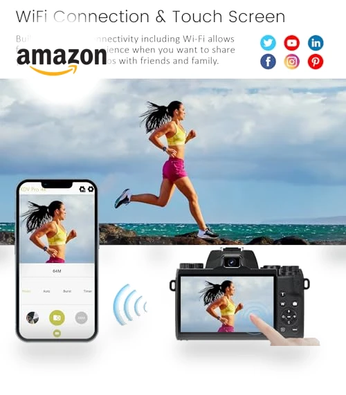 4K Digital Camera for Photography & Video with WiFi, 64MP, Touch Screen, 32GB Card — Compact Digital Cameras, Saneen