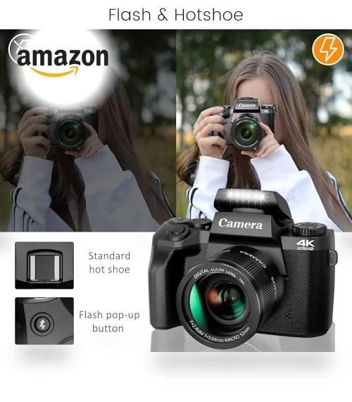 4K Digital Camera for Photography & Video with WiFi, 64MP, Touch Screen, 32GB Card — Compact Digital Cameras, Saneen
