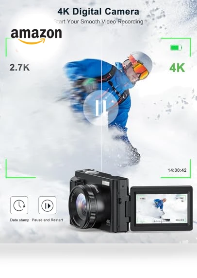 4K Digital Camera for Photography and Video with Autofocus and Anti-Shake — Compact Digital Cameras, Zostuic