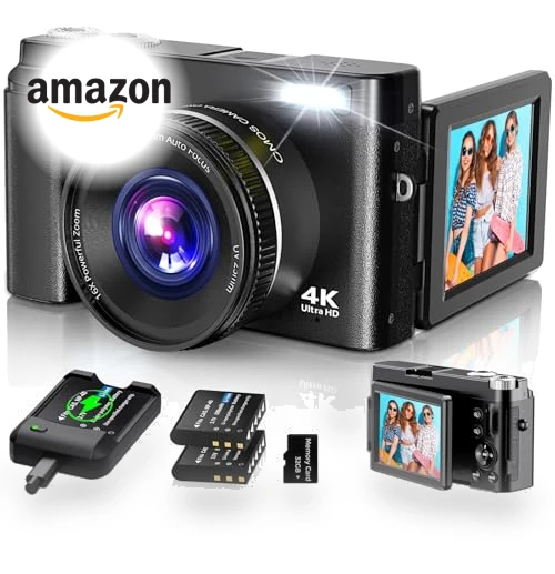 4K Digital Camera for Photography Autofocus with 180° Flip Screen — Mirrorless Cameras, Duluvulu