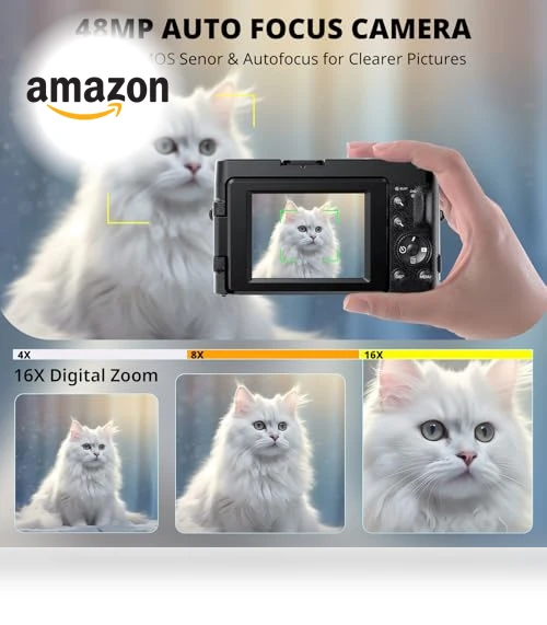 4K Digital Camera for Photography Autofocus with 180° Flip Screen — Mirrorless Cameras, Duluvulu