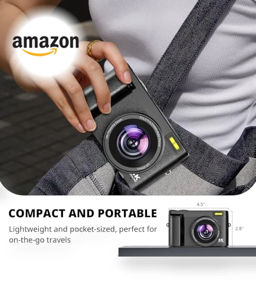 4K Digital Camera for Photography Autofocus with 180° Flip Screen — Mirrorless Cameras, Duluvulu