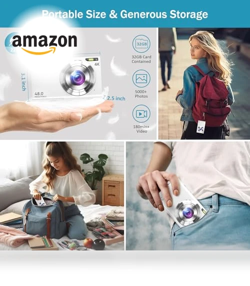 4K Vlogging Camera with Autofocus 48MP UHD, 16X Digital Zoom, Anti-Shake — Compact Digital Cameras, FJFJOPK