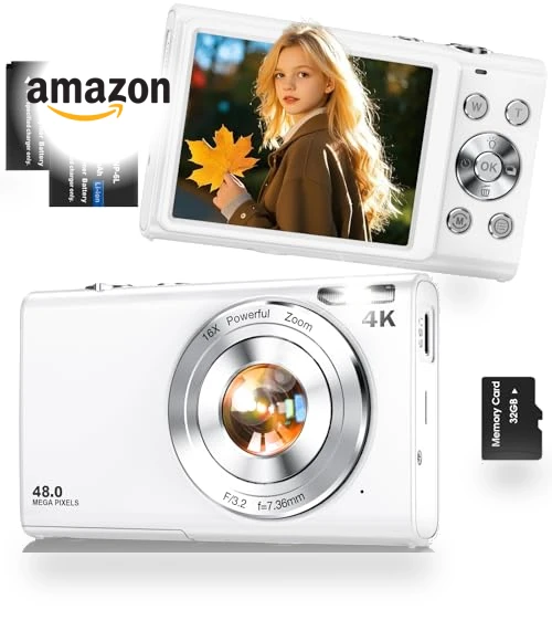 4K Autofocus Digital Camera with 16X Zoom and 32GB Card — Compact Digital Cameras, Lecnippy
