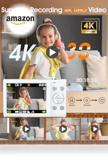 4K Autofocus Digital Camera with 16X Zoom and 32GB Card — Compact Digital Cameras, Lecnippy