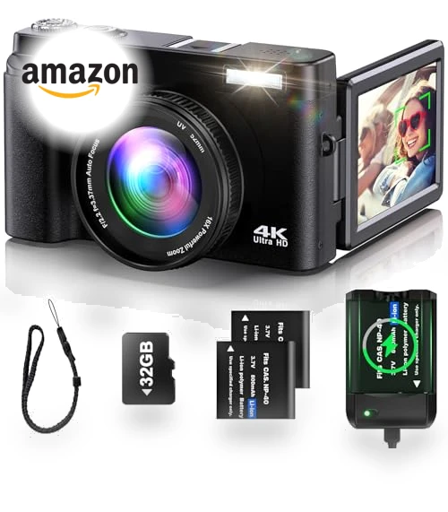 4K Digital Camera with Auto-Focus, Flip Screen, and 16X Zoom for Photography and Vlogging — Mirrorless Cameras, YIGLLO