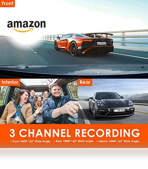 3 Channel Dash Cam with 4K, 1440P, and 1080P Resolution, IR Night Vision, 24 Hours Parking Mode — Dashboard Cameras, VANTRUE
