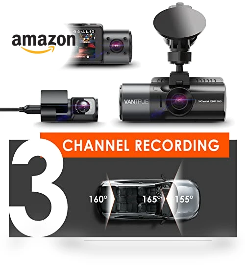 3 Channel Dash Cam with 4K, 1440P, and 1080P Resolution, IR Night Vision, 24 Hours Parking Mode — Dashboard Cameras, VANTRUE