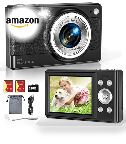 56MP FHD 1080P Digital Camera for Kids with 16x Zoom Anti Shake — Portable Media Devices & Accessories, Fleafer