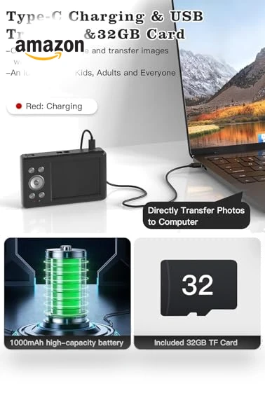 56MP FHD 1080P Digital Camera for Kids with 16x Zoom Anti Shake — Portable Media Devices & Accessories, Fleafer
