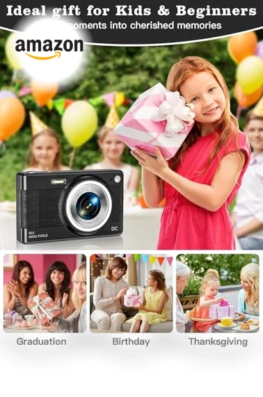 56MP FHD 1080P Digital Camera for Kids with 16x Zoom Anti Shake — Portable Media Devices & Accessories, Fleafer
