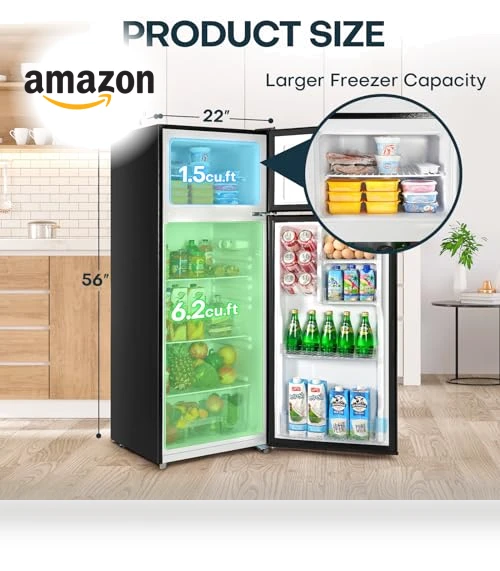 7.7 Cu.Ft. Double Door Refrigerator with Freezer, Adjustable Thermostat, Large Capacity — Cooling Solutions, Upstreman