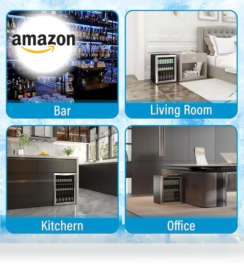 76 Can Mini Fridge with Glass Door, Adjustable Shelves — Drink Coolers, Erivess