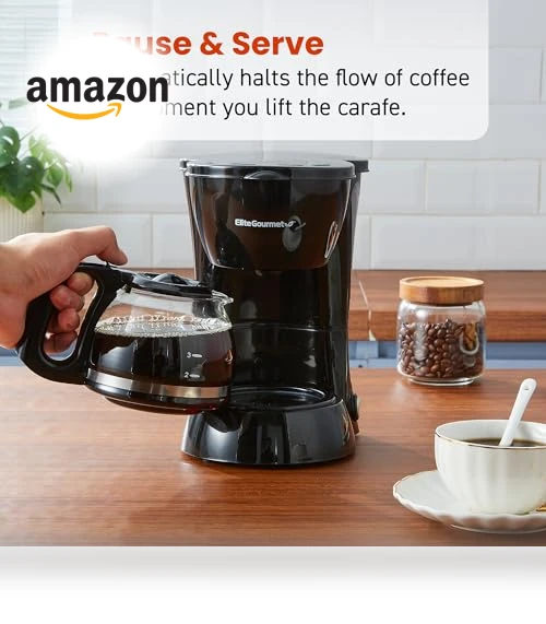 Automatic 4-Cup Brew & Drip Coffee Maker with Pause N Serve — Single-Cup Coffee Makers, Elite Gourmet