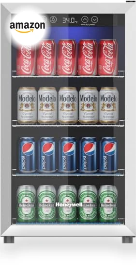 115 Can Beverage Refrigerator and Cooler with Glass Door — Mini Fridges, Honeywell