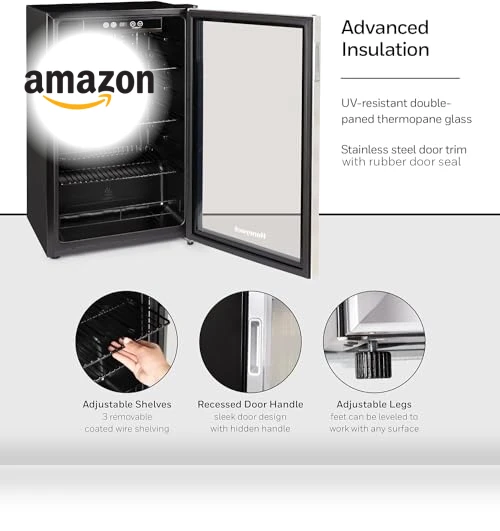 115 Can Beverage Refrigerator and Cooler with Glass Door — Mini Fridges, Honeywell
