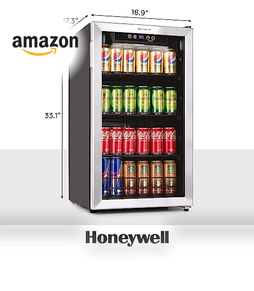 115 Can Beverage Refrigerator and Cooler with Glass Door — Mini Fridges, Honeywell