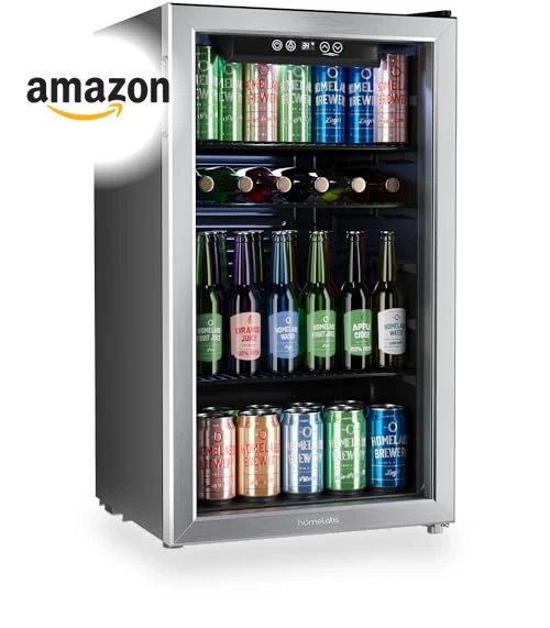 Mini Beverage Refrigerator with Glass Door - 120 Cans Capacity — Drink Coolers, hOmeLabs