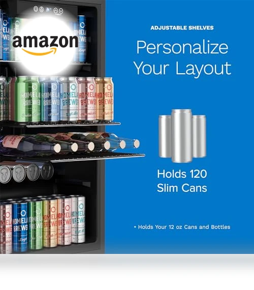 Mini Beverage Refrigerator with Glass Door - 120 Cans Capacity — Drink Coolers, hOmeLabs