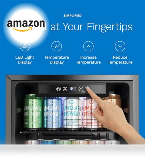 Mini Beverage Refrigerator with Glass Door - 120 Cans Capacity — Drink Coolers, hOmeLabs