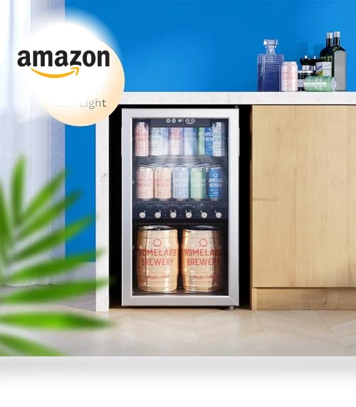 Mini Beverage Refrigerator with Glass Door - 120 Cans Capacity — Drink Coolers, hOmeLabs