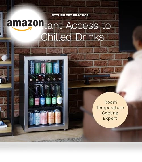 Mini Beverage Refrigerator with Glass Door - 120 Cans Capacity — Drink Coolers, hOmeLabs
