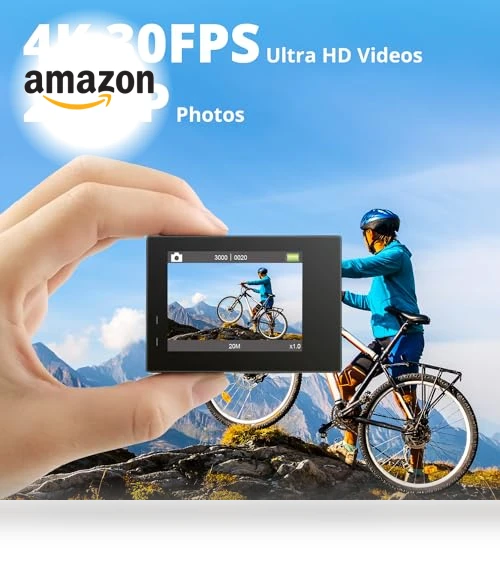 4K30fps WiFi Action Camera with Waterproof Case and Accessories — Adventure & Sports Cameras, AKASO