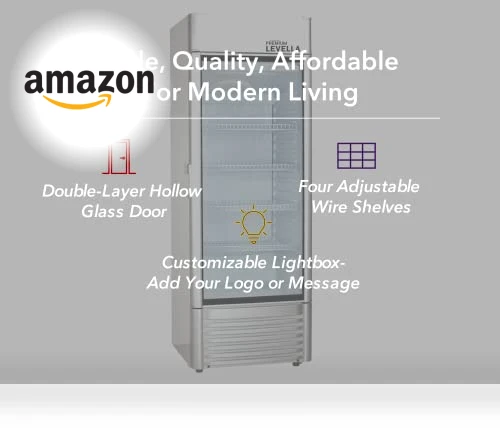 Commercial Beverage Cooler Merchandiser with Customizable Lightbox - 9.0 cu ft — Mini Fridges, PremiumLevella