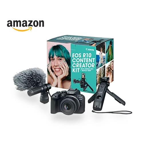 Mirrorless Vlogging Camera with Lens, Tripod and Microphone, 24.2MP, 4K Video — Professional DSLR Cameras, Canon