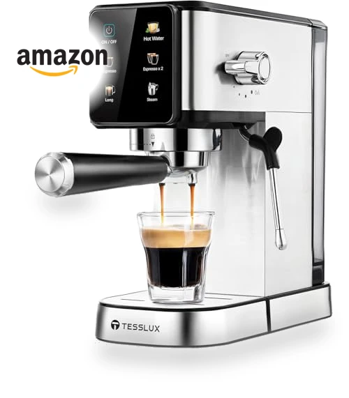 20Bar Espresso Machine with Dual Boiler & Milk Frother — Coffee & Espresso Combos, Tesslux