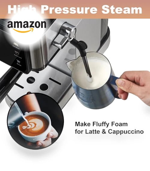 20Bar Espresso Machine with Dual Boiler & Milk Frother — Coffee & Espresso Combos, Tesslux