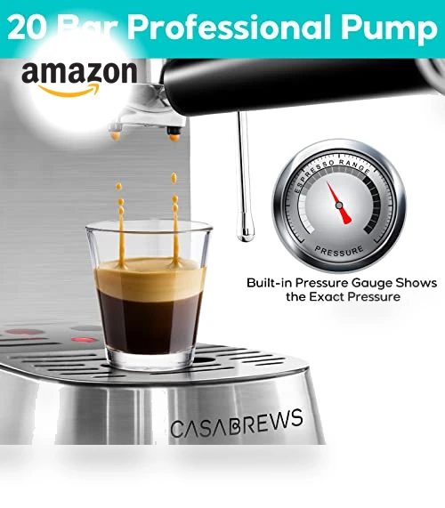 20 Bar Espresso Machine with Steam Milk Frother — Coffee & Espresso Combos, CASABREWS