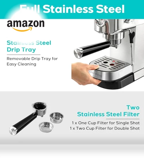 20 Bar Espresso Machine with Steam Milk Frother — Coffee & Espresso Combos, CASABREWS