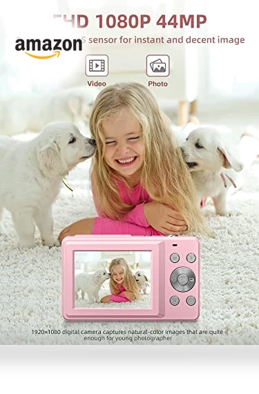 FHD 1080P Digital Camera with 16X Zoom Anti Shake, Compact Camera for Kids — Compact Digital Cameras, CAMKORY